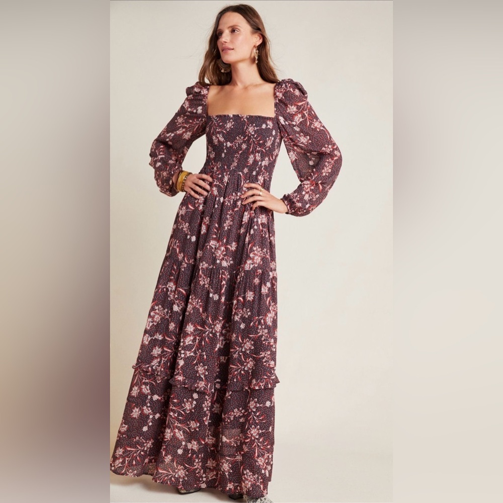 Dolan Stratton Brown Maxi Floral Dress Size Small